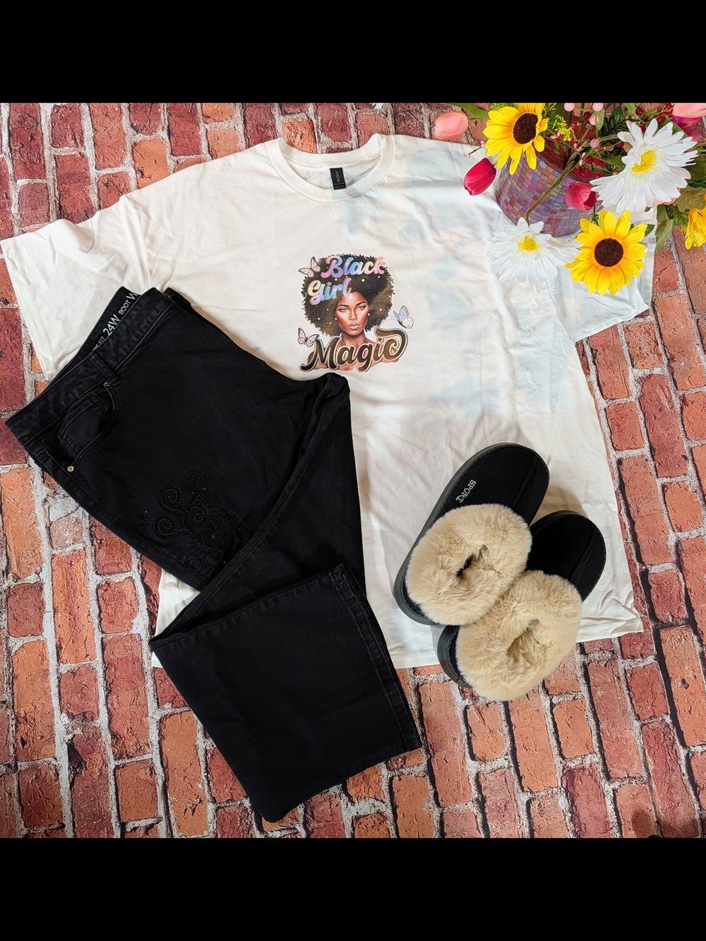 White T-shirt Caption "Black Girl Magic"